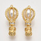 Brass Micro Pave Clear Cubic Zirconia Pendants, with ABS Plastic Imitation Pearl, Nickel Free, Hot Air Balloon, Real 18K Gold Plated, 25.5x10.5x10mm, Hole: 0.8mm