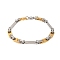 201 Stainless Steel Rectangle Byzantine Chain Bracelets, with 304 Stainless Steel Clasps, Golden & Stainless Steel Color, 8-7/8 inch(22.5cm)