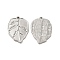 Non-Tarnish 304 Stainless Steel Pendant Rhinestone Settings, Leaf, Stainless Steel Color, Fit for 0.9mm Rhinestone, 21.5x16x2mm, Hole: 1mm
