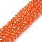 Electroplate Glass Beads Strands, AB Color Plated, Faceted, Rondelle, Orange Red, 3.5~3.8x3mm, Hole: 0.4mm, about 105~110pcs/strand, 29~31cm