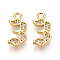 Brass Micro Pave Cubic Zirconia Charms, Number 3, Real 18K Gold Plated, 13~14x4.5~8x2mm, Hole: 1.5mm