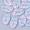 Two Tone Transparent Spray Painted Glass Pendants, Leaf, Colorful, 29x17x5mm, Hole: 1.4mm