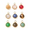 Natural Mixed Stone Charms, with Ion Plating(IP) 304 Stainless Steel Findings, Half Round, Real 18K Gold Plated, 13.5x10x7.5mm, Hole: 2.5mm