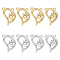 8Pcs 2 Colors 304 Stainless Steel Pendant Rhinestone Settings, Heart, Real Gold Plated & Stainless Steel Color, 18x14x3.5mm, Hole: 1.2mm, Fit for 3mm Rhinestone, 4Pcs/color