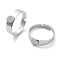 Non-Tarnish Adjustable 304 Stainless Steel Finger Rings Components, Pad Ring Base Findings, Flat Round, Stainless Steel Color, Tray: 6mm, 17mm