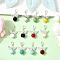 12Pcs Opaque Solid Color Glass Pendant Decorations, Angel, with Tibetan Style Alloy, Mixed Color, 32mm