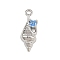 Brass Micro Pave Cubic Zirconia Pendants, Conch Shape Charms, Rack Plating, Long-Lasting Plated, Cadmium Free & Lead Free, Platinum, 18x6.5x4mm, Hole: 1.4mm