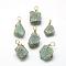 Natural Green Aventurine Pendants, with Brass Wire, Nuggets, Golden, 30~45x15~30x15~25mm, Hole: 5~7mm