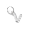 925 Sterling Silver Letter Charms, with Jump Rings and 925 Stamp, Silver Color Plated, Letter V, 7.5x7.5x0.8mm, Hole: 4mm