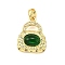 Brass Micro Pave Clear Cubic Zirconia Pendants, with Glass, Bag, Dark Green, 19x14.5x7mm, Hole: 4.5x2.5mm