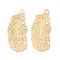 Rhinestone Pendants, with Ion Plating(IP) 304 Stainless Steel Findings, Feather, 32.5x14.5x0.5mm, Hole: 2.2mm