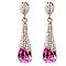 Real 18K Gold Plated Brass Rhinestone Teardrop Stud Earrings, Rose, 46x10mm