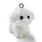 Resin Pendants, With Platinum Iron Loop, Dog, White, 28.5x21x26mm, Hole: 2mm