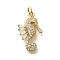 Rack Plating Brass Micro Pave Cubic Zirconia Pendants, Cadmium Free & Lead Free, Long-Lasting Plated, Seahorse Charms, with Jump Ring, Real 18K Gold Plated, 20.5x12x3mm, jump ring: 5x1mm, inner diameter: 3.5mm