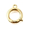 Brass Fold Over Clasps, Cadmium Free & Nickel Free & Lead Free, Ring, Real 18K Gold Plated, 13x11x2mm, Hole: 1.4mm
