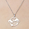 Non-Tarnish 201 Stainless Steel Hollow Cloud & Star Pendant Necklace, Stainless Steel Color, 17.72 inch(45cm)