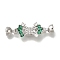 Brass Fold Over Clasps,Micro Pave Green Cubic Zirconia, Cadmium Free & Nickel Free & Lead Free, Platinum, 37mm