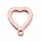 PVD Vacuum Plating 304 Stainless Steel Open Heart Charms, Cut-Out, Manual Polishing, Hollow, Rose Gold, 10x8x1mm, Hole: 0.8mm
