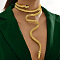 Adjustable Alloy Jet Rhinestone Snake Cuff Choker Necklaces, Wrap Necklaces for Women, Golden, 35.43 inch(90cm)