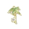Rack Plating Alloy Enamel and Rhinestone Pendants, Cadmium Free & Nickel Free & Lead Free, Bamboo Leaf, Golden, 27x14x3mm, Hole: 1.6mm