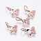 Brass Micro Pave Cubic Zirconia Charms, Cadmium Free & Lead Free, Butterfly, Real Rose Gold Plated, 11x10x2mm, Hole: 3mm