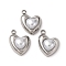 304 Stainless Steel Charms, Heart, with ABS Plastic Imitation Pearl, Stainless Steel Color, 13.5x10.5x5.5mm, Hole: 1.5mm