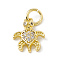 Brass Micro Pave Cubic Zirconia Charms, with Jump Ring, Cadmium Free & Lead Free, Tortoise Charms, Real 18K Gold Plated, 12.5x10x2.5mm, Hole: 3mm