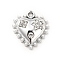 Alloy Crystal Rhinestone Pendants, with ABS Plastic Imitation Pearl Beads, Heart Charms, Platinum, 17x15.5~16x4.5mm, Hole: 1.6mm