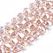 Electroplate Transparent Glass Beads Strands, Faceted, Round, Pink, 9.5x8.5mm, Hole: 1.5mm, about 65~70pcs/strand, 22.05 inch~23.62 inch(56~60cm)