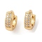 Rack Plating Brass Micro Pave Clear Cubic Zirconia Hoop Earrings for Women, Cadmium Free & Lead Free, Long-Lasting Plated, Real 18K Gold Plated, 11x4mm