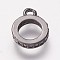 Brass Cubic Zirconia Tube Bails, Loop Bails, Bail Beads, Ring, Clear, Gunmetal, 10x7.5x1.5mm, Hole: 1mm
