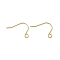 316 Surgical Stainless Steel Earring Hooks, Ear Wire, with Horizontal Loop, Real 18K Gold Plated, 12~13mm, Hole: 1.8mm, Pin: 0.7mm