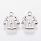 Brass Charms, Hamsa Hand/Hand of Fatima/Hand of Miriam Pendants, Platinum, 13x10.5x1.5mm, Hole: 1.2mm