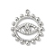 304 Stainless Steel Pendants, with Rhinestone, Flat Round with Eye, Stainless Steel Color, 22x20x2mm, Hole: 1.5mm