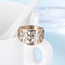 Flower Pattern Hollow Out 304 Stainless Steel Finger Rings, Rose Gold, 13mm,US Size 9(18.9mm)