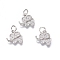 Brass Micro Pave Cubic Zirconia Pendants, Elephant, Clear, Platinum, 10x11x2mm, Hole: 3mm