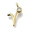 Brass Micro Pave Cubic Zirconia Pendants, Letter Charms, Rack Plating, Long-Lasting Plated, Cadmium Free & Lead Free, Letter R, 13x7x2mm, Hole: 1.6mm