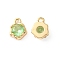 Brass Micro Pave Cubic Zirconia Charms, Cadmium Free & Nickel Free & Lead Free, Irregular Shape Charm, Real 18K Gold Plated, Light Green, 9x7x3mm, Hole: 1.4mm