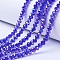 Electroplate Glass Beads Strands, AB Color Plated, Faceted, Rondelle, Blue, 2.9~3.3x2mm, Hole: 0.8mm, about 144~150pcs/strand, 35~37cm