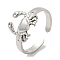 Non-Tarnish 304 Stainless Steel Open Cuff Ring, Crab, Stainless Steel Color, US Size 7 1/2(17.7mm)