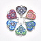 Printed Alloy Links connectors, with Enamel, Heart, Platinum, Mixed Color, 20x16.5x2mm, Hole: 1.8mm