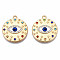 Rack Plating Alloy Enamel Pendants, with Colorful Rhinestone, Cadmium Free & Nickel Free & Lead Free, Flat Round with Evil Eye, Light Gold, 25x22x3mm, Hole: 1.8mm