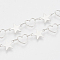 Handmade Brass Beaded Chains, Soldered, with Spool, Heart and Star, Nickel Free, Real Platinum Plated, 6x7.5x1mm, about 82.02 Feet(25m)/roll