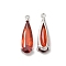 Platinum Brass Pendant, with Glass, Teardrop Charms, FireBrick, 18.5x6x4mm, Hole: 0.9mm