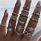 Alloy and Crystal Rhinestone Cuff Rings & Finger Rings, Mixed Shapes, Silver, Inner Diameter: 15~20mm