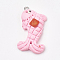 Handmade Polymer Clay Pendants, with Iron Findings, Fish with Chinese Character Blessing, Platinum, Pink, 36x20.5x6.5mm, Hole: 2mm