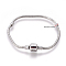 Brass European Style Bracelets Making, with Brass Clasps, Clasp without Logo, Platinum, 18cm(excluding the length of clasp), 3mm