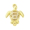 Brass Micro Pave Clear Cubic Zirconia Connector Charms, Cadmium Free & Lead Free, Turtle Links, Real 16K Gold Plated, 19x14.5x2.5mm, Hole: 1.2mm