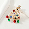 Christmas Tree Alloy Rhinestone Broochs, with Bell Pendants, Golden, 55x37mm