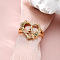 Heart with Flower Hollow Out Brass Finger Rings, Golden, Letter A, Inner Diameter: 17mm